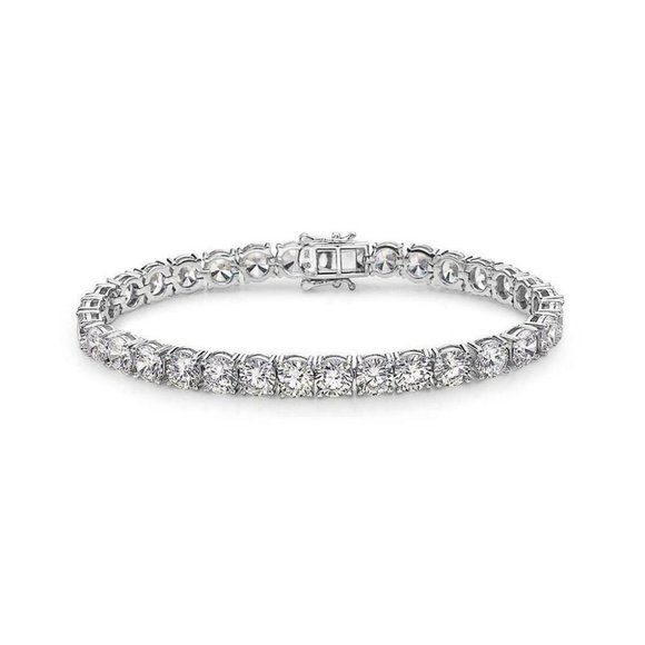 925 Sterling Silver Round Cut AAA CZ Tennis Bracelet with Rhodium 6mm